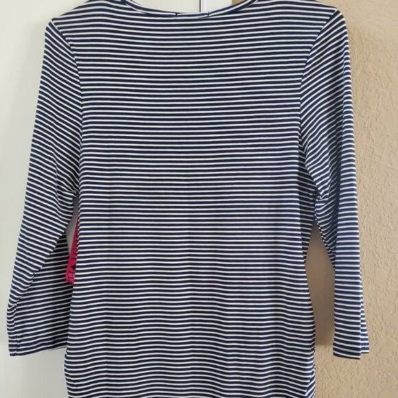 Violet & Ruby Maternity Top M Navy White Stripe 3/4 Sleeve Stretch NWT - Picture 2 of 9